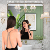 LOAAO 36”X36” Bronze Bathroom Mirrors for Vanity, Rounded Rectangle Brushed Bronze Metal Frame Mirror, Anti-Rust, Tempered Glass, Hangs Horizontally or Vertically LOAAO