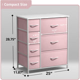 Sorbus Dresser with 7 Drawers - Furniture Storage Chest for Kidââ‚¬â„¢s, Teens, Bedroom, Nursery, Playroom, Clothes, Toys - Steel Frame, Wood Top, Tie-dye Fabric Bins (7-Drawer, Pastel Pink) Sorbus
