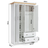 Blisswood 3 Piece Bedroom Furniture Set With 3 Door Wardrobe & 4+3 Drawer Chest of Drawer + 2 Drawer Bedside Table Cabinet for Bedroom Storage Furniture (White & Oak) Blisswood