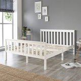 Aspire Beds Atlantic Solid Wood Shaker Bed Bed Frame, White With White Wood Highlights, Small Double (120 x 190 cm) Aspire Beds