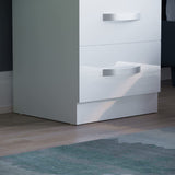 Movian Amazon Brand High Gloss Bedside Cabinet White, 2 Drawer With Metal Handles and Runners, Unique Anti-Bowing Drawer Support, Bedroom Furniture Movian