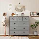 LYNCOHOME Chest of Drawer Bedroom, Drawers Storage Unit, Fabric Dresser with Metal Frame and Wooden Top, for Bedroom Living room, Nursery, Closet LYNCOHOME
