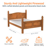 Vida Designs - Corona Double Bed Frame, 4 ft 6 in, High Foot End, Made from Distressed Waxed Pine, Solid Wood, Beige, 110 x 149 x 207 cm, Vida Designs