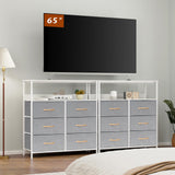 LYNCOHOME Chest of Drawer with Shelf, Fabric Storage Drawers Easy to Assemble, 6 Drawers Dresser with Sturdy Steel Frame and Wood Top, for Bedroom, Living room, Closet. LYNCOHOME