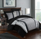 LAZZARO King Size Duvet Set, Non-Iron Kingsize Duvet Covers Bedding Sets, 3 Pcs with Zipper Closure + 2 Pillowcases 230 cm x 220cm Black/White/Grey lazzaro home feel the difference