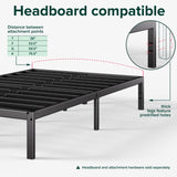 Zinus Elias Single Bed frame - Bed 90 x 190 cm - 36cm Height - Metal Bed frame with underbed storage and steel slat support - Black ZINUS