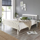 Aspire Beds Atlantic Solid Wood Shaker Bed Bed Frame, White With White Wood Highlights, Small Double (120 x 190 cm) Aspire Beds
