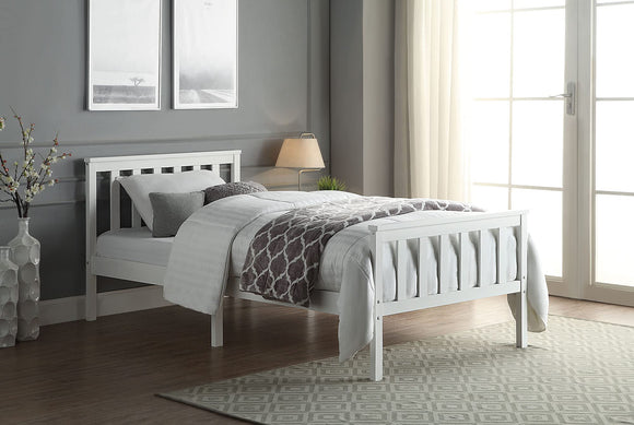 Home Treats 3ft Single Bed In White Solid Pine Wooden Frame Perfect For Adults Kids Teenagers Fitted Slats Strong Support Legs With Smooth Finish (Single) Home Treats