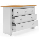 Blisswood 3 Piece Bedroom Furniture Set With 3 Door Wardrobe & 4+3 Drawer Chest of Drawer + 2 Drawer Bedside Table Cabinet for Bedroom Storage Furniture (White & Oak) Blisswood