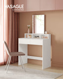 VASAGLE Dressing Table with Large Rectangular Mirror, Vanity Table with 2 Drawers and 3 Open Compartments, Vanity Table, Modern Style, White RDT113W01 VASAGLE