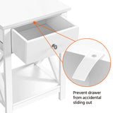 Yaheetech White Bedside Table Set of 2, X Shaped Cabinet with Drawer and Open Shelf Narrow Wooden Nightstand Storage Unit for Bedroom Small Side Table for Living Room, 40x30x55cm Yaheetech