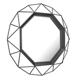 Stonebriar Decorative 28" Geometric Metal Frame Hanging Wall Mirror with Mounting Brackets, Black Stonebriar