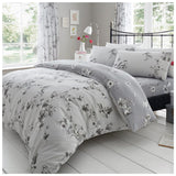 GC GAVENO CAVAILIA King Size Duvet Cover With Pillow Cases | Polycotton Quilt Bed Set | Flower Bedding Set King Size| Grey GC GAVENO CAVAILIA