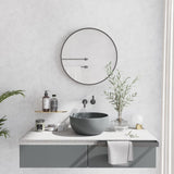 Dripex 40cm Round Mirror, Circle Hanging Wall Mirror - Home Decorative Wall Mounted Vanity Mirror for Bathroom, Dressing Room & Living Room, Black Dripex