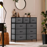 Sorbus Dresser with 9 Drawers - Furniture Storage Chest Tower Unit for Bedroom, Hallway, Closet, Office Organization - Steel Frame, Wood Top, Easy Pull Fabric Bins (9 Drawers, Black) Sorbus