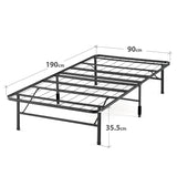 Zinus SmartBase Single Bed frame - Bed 90x190 cm - 35 cm Height with Underbed storage - Metal Platform Bed frame great for a guest bed - Black ZINUS