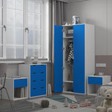 AFN Home Delvito 4 Piece Bedroom Furniture Set - Includes Wardrobe, 5 Drawer Chest, Bedside Cabinet (Blue on White) AFN Home