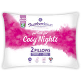 Slumberdown Cosy Nights Pillows 2 Pack - Medium Support Back Sleeper Pillows for Back Pain Relief - Comfortable, Hypoallergenic, UK Standard Size (48cm x 74cm) Slumberdown