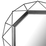 Stonebriar Decorative 28" Geometric Metal Frame Hanging Wall Mirror with Mounting Brackets, Black Stonebriar