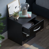 Amazon Brand - Movian Square High Gloss 2 Drawer nightstand Cabinet, 47 x 40 x 36 cm, Black Movian