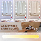 Hansong Hollywood Vanity Mirror with Lights 12 Dimmable LED Bulbs Lighted Makeup Mirror with 3 Color Light & 10X Magnifying Touchscreen Control 360° Rotation Dressing Table Mirror Hansong