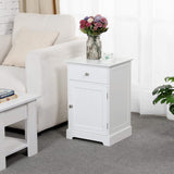 Yaheetech White Bedside Table with Cupboard, Modern Bedside Cabinet with Lid & Drawer, Wooden Side Table End Table Storage Unit for Living Room/Bedroom/Hallway/Office Yaheetech