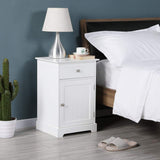 Yaheetech White Bedside Table with Cupboard, Modern Bedside Cabinet with Lid & Drawer, Wooden Side Table End Table Storage Unit for Living Room/Bedroom/Hallway/Office Yaheetech
