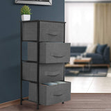 iLieber Dresser with 4 Drawers - Tall Storage Tower Unit Organiser for Bedroom, Hallway, Closet, College Dorm - Chest Drawer for Clothes, Steel Frame, Wood Top, Easy Pull Fabric Bins (Black/Charcoal) Sorbus