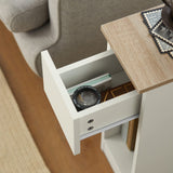 SoBuy FBT111-WN, Bedside Table Nightstand Side Table End Table Sofa Table Telephone Table Lamp Table with Drawer, White & Natural SoBuy