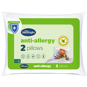 Silentnight Anti-Allergy Pillows 2 Pack – Soft Medium Support Anti Bacterial, Bed Hotel Pillows for Back, Stomach and Side Sleepers, White Silentnight