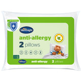 Silentnight Anti-Allergy Pillows 2 Pack – Soft Medium Support Anti Bacterial, Bed Hotel Pillows for Back, Stomach and Side Sleepers, White Silentnight