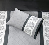LAZZARO King Size Duvet Set, Non-Iron Kingsize Duvet Covers Bedding Sets, 3 Pcs with Zipper Closure + 2 Pillowcases 230 cm x 220cm Black/White/Grey lazzaro home feel the difference