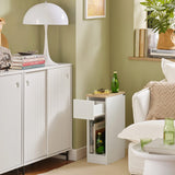 SoBuy FBT111-WN, Bedside Table Nightstand Side Table End Table Sofa Table Telephone Table Lamp Table with Drawer, White & Natural SoBuy