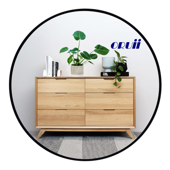 oruii Black Round Mirror, 20 inch Metal Frame Bathroom Mirror, Circle Wall Mounted Mirror for Living Room, Teen Bedroom, Rustic, Vanity, Minimalist. Oruii