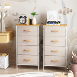 KU Syang Dresser with 4 Drawers - Fabric Chest of Drawers with Large Storage Space, Modern Tall Tower Unit Storage Organiser for Living Room/Bedroom, Wooden Top and Metal Frame (White/Grey) KU Syang