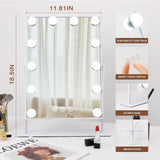 Hansong Hollywood Vanity Mirror with Lights 12 Dimmable LED Bulbs Lighted Makeup Mirror with 3 Color Light & 10X Magnifying Touchscreen Control 360° Rotation Dressing Table Mirror Hansong