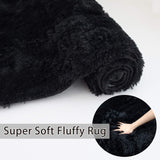CHOSHOME Black Rugs for Living Room Super Soft Anti Slip Rug Bedroom Rugs Large Rugs Fluffy Rugs Velvet Shag Carpet Modern Indoor Large Fluffy Area Rugs Shaggy Rugs (Black, 120x180cm) CHOSHOME