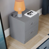 Vida Designs Large Grey Bedside Cabinet, 2 Drawer With Metal Handles & Runners, Unique Anti-Bowing Drawer Support, Riano Bedroom Furniture Vida Designs