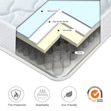 Good Nite Single Mattress 3FT Spring Mattress Hybrid Sprung Memory Foam 90 x 190 x 18cm Mattresses with 3D Knitted Gentle Fabric Medium Hardness Good Nite