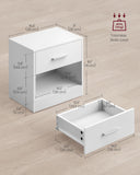 VASAGLE Bedside Table, Side Table with Drawer, Handle, Open Compartment, End Table, for Bedroom, Living Room, Classic White LET619T14 VASAGLE