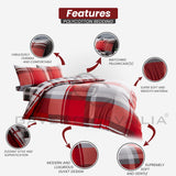 GC GAVENO CAVAILIA Checkered Duvet Cover + Pillow Cases | Poycotton King Size Bedding (230x220 cm) | Soft Bed Covers Red GC GAVENO CAVAILIA