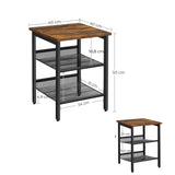 VASAGLE Side Table Set, Nightstand, Industrial Set of 2 Bedside Tables, with Adjustable Mesh Shelves, Living Room, Bedroom, Hallway, Office, Stable, Rustic Brown and Black LET24X VASAGLE