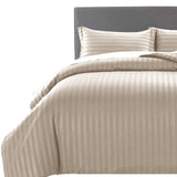 MOONLIGHT20015 Duvet Cover Sets Hotel Quality Stripes Satin Bedding Sets with Pillowcase, Reversible Hypoallergenic Soft Breathable Bed Covers (Beige, Single) MOONLIGHT20015