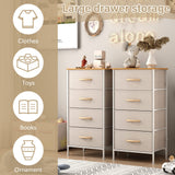 KU Syang Dresser with 4 Drawers - Fabric Chest of Drawers with Large Storage Space, Modern Tall Tower Unit Storage Organiser for Living Room/Bedroom, Wooden Top and Metal Frame (White/Grey) KU Syang