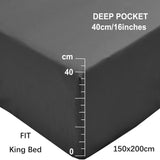 MOHAP King Size Fitted Sheet Grey with Extra Deep 16 inch 40 cm Pocket Bed Sheet Only Bedsheet Brushed Microfiber Bottom Sheet for King Bed 150x200 Grey MOHAP