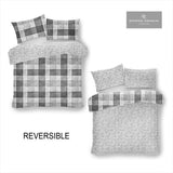 GC GAVENO CAVAILIA Checkered Duvet Cover King Size (230cm x 220cm) | Polycotton Bedding Sets King Size | Washable Linen | Grey GC GAVENO CAVAILIA