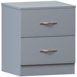 Vida Designs Large Grey Bedside Cabinet, 2 Drawer With Metal Handles & Runners, Unique Anti-Bowing Drawer Support, Riano Bedroom Furniture Vida Designs