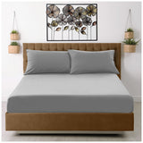 Microfiber Fitted Sheet Double - Plain Dyed Bedding Sheet - Grey Bottom Bed Sheet Super Dreamer