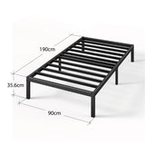 Zinus Elias Single Bed frame - Bed 90 x 190 cm - 36cm Height - Metal Bed frame with underbed storage and steel slat support - Black ZINUS