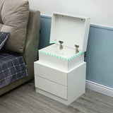 TUKAILAi Bedside Table with LED Light, 2 Drawers and High Gloss Nightstand Bedside Cabinet Table for Bedroom Living Room TUKAILAi